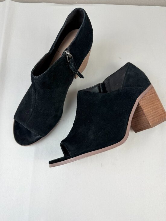Sole Society Shoes - Sole Society | Black Suede Open Toe Arroyo Block Heel Ankle Booties Size 11